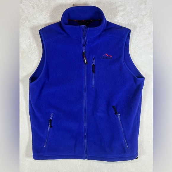 Vintage L.L. Bean Outdoors Made in USA Medium Blue Fleece Vest - Picture 1 of 7